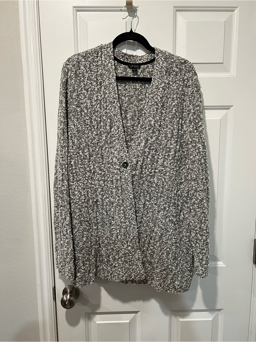 J. Jill Marled Gray Single-Button V-Neck Cardigan